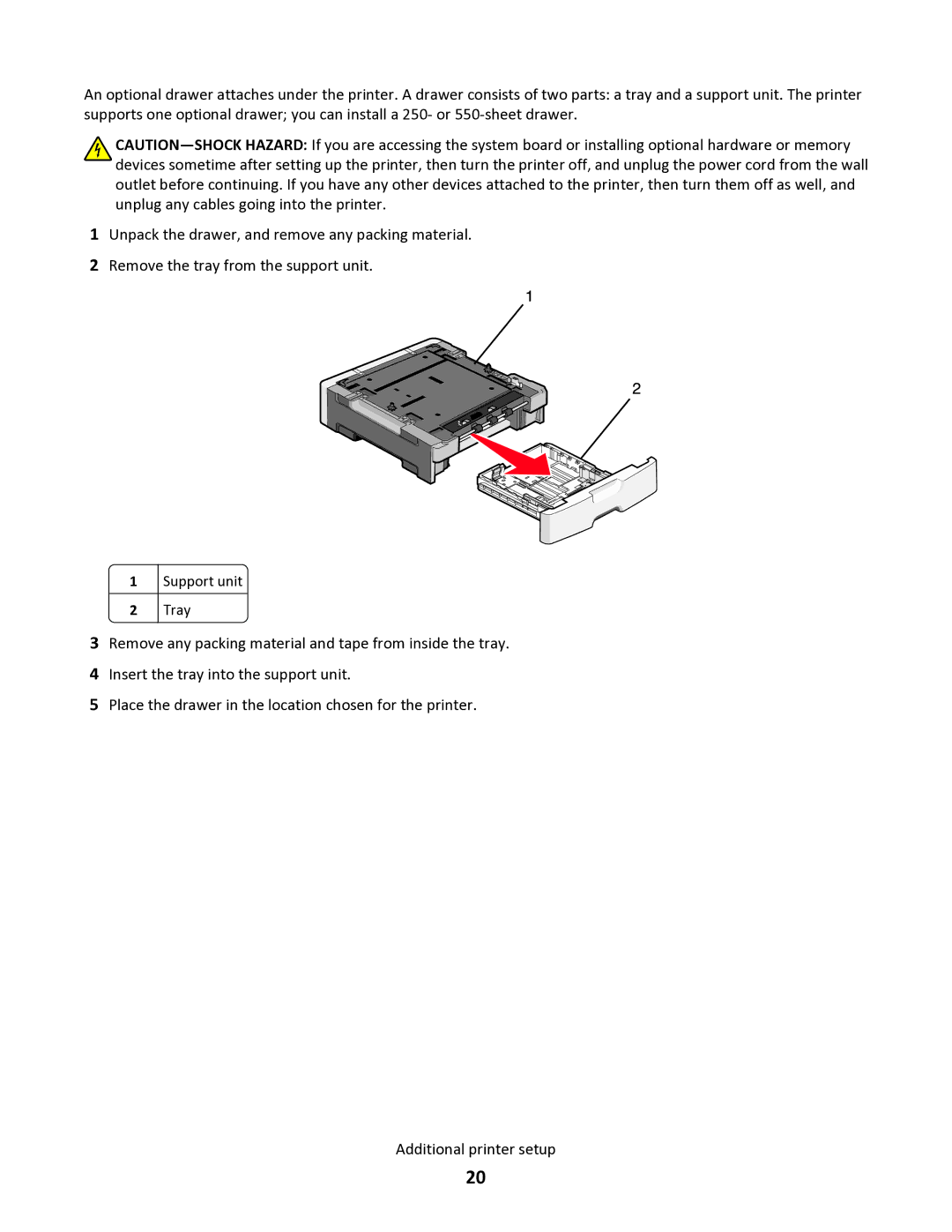 Lexmark 34S0100, 34S0305, 34S0300, 34S5164 manual Support unit Tray 