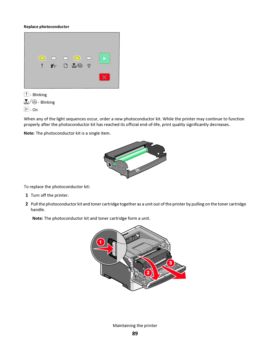 Lexmark 34S0305, 34S0100, 34S0300, 34S5164 manual Replace photoconductor 