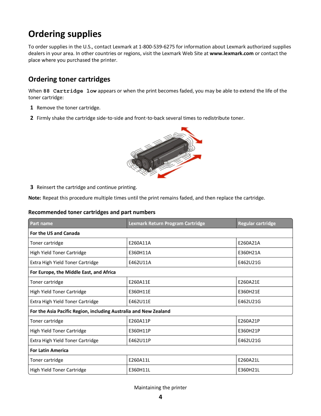 Lexmark 34S0700, 34S0705 manual Ordering supplies, Ordering toner cartridges 