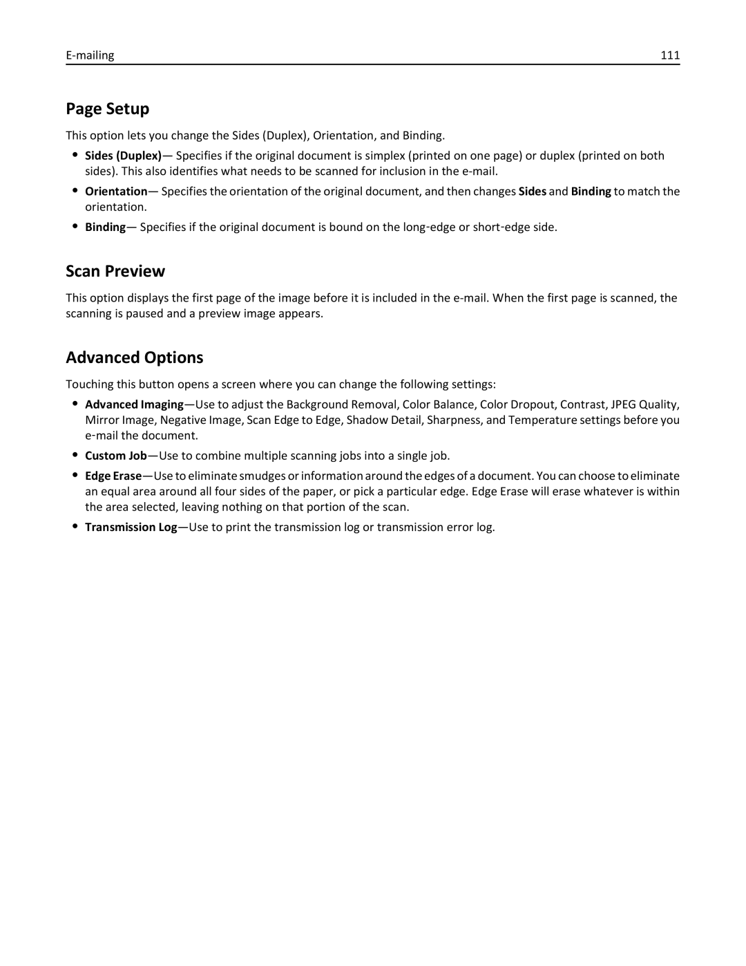 Lexmark 34T5012 manual Setup, Scan Preview, Mailing 111 