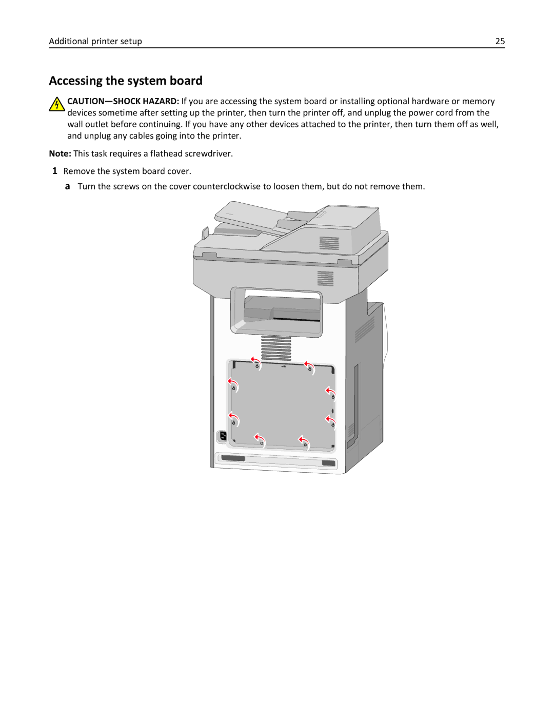 Lexmark 34T5012 manual Accessing the system board 