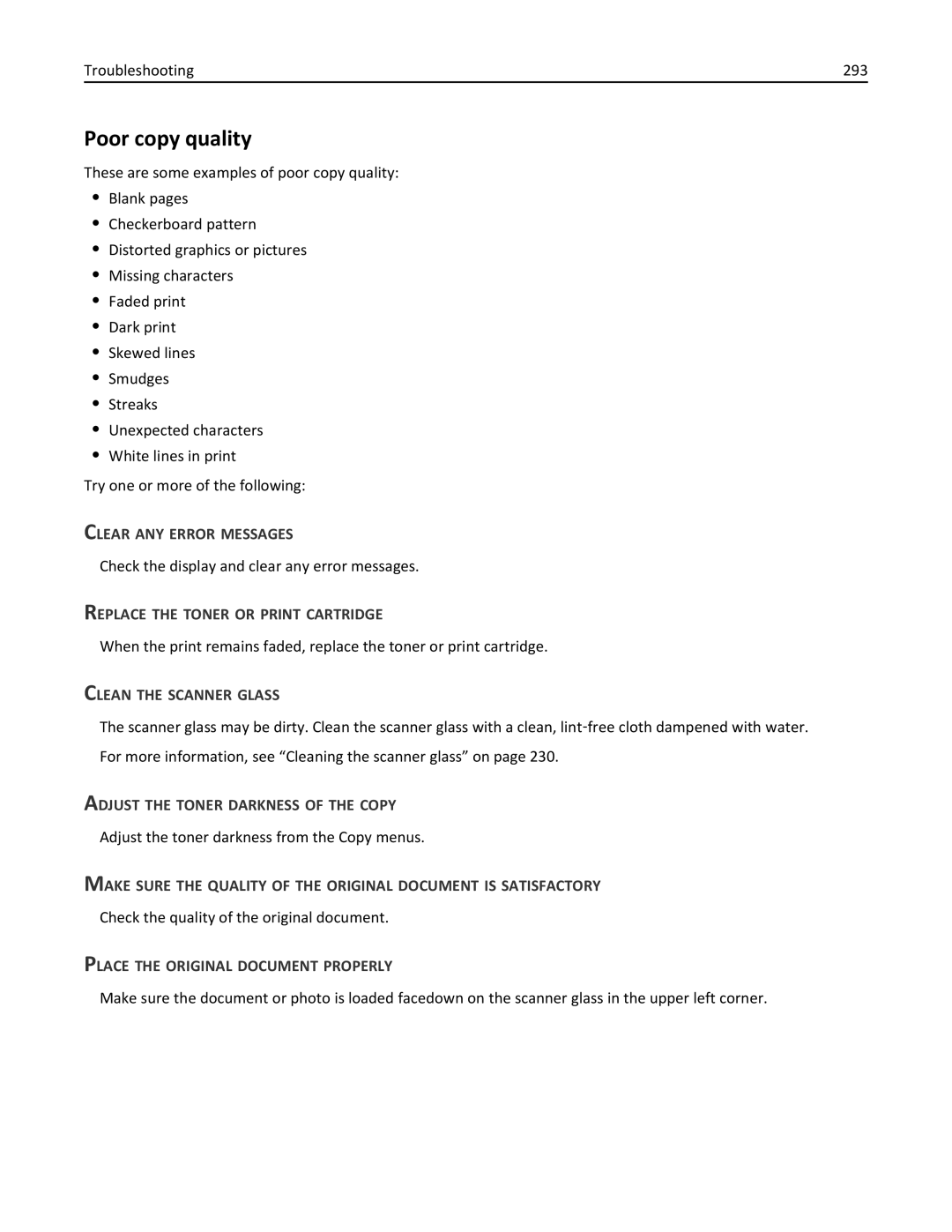 Lexmark 34T5012 manual Poor copy quality 