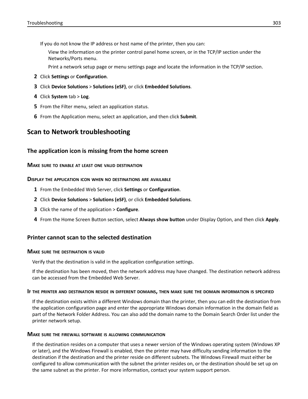 Lexmark 34T5012 manual Scan to Network troubleshooting, Application icon is missing from the home screen 