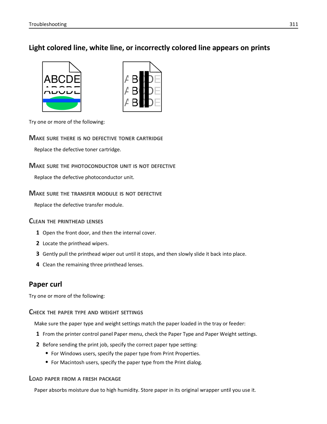 Lexmark 34T5012 manual Paper curl 