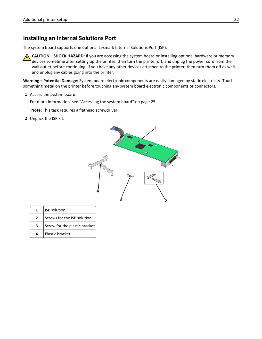 Lexmark 34T5012 manual Installing an Internal Solutions Port 