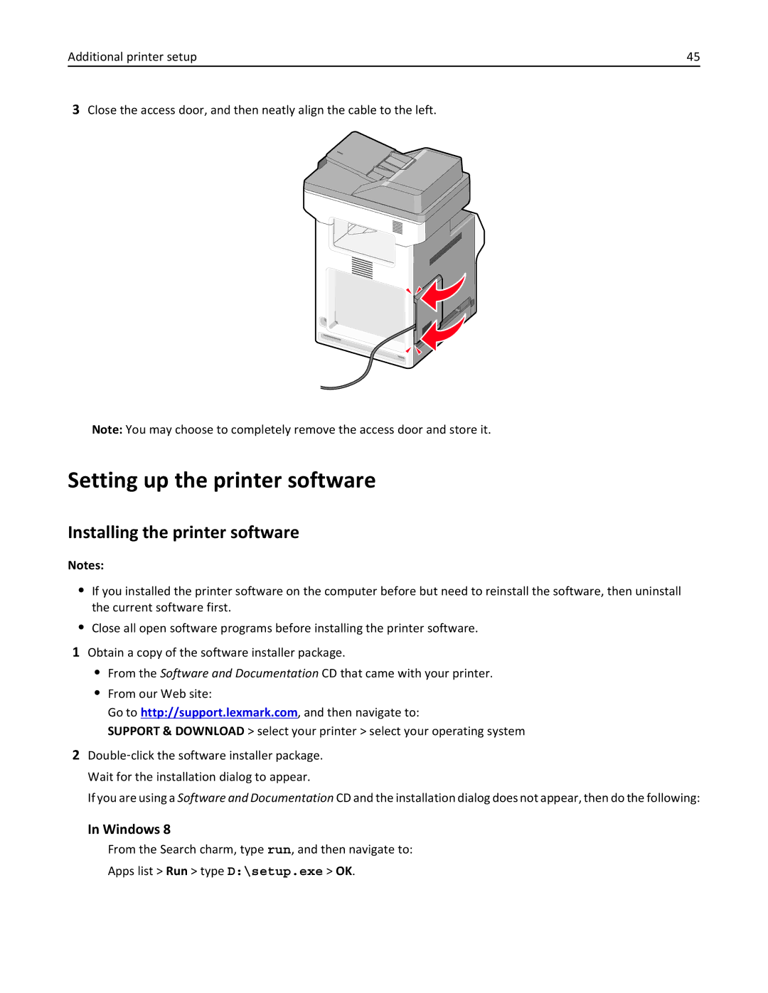 Lexmark 34T5012 manual Setting up the printer software, Installing the printer software, Windows 