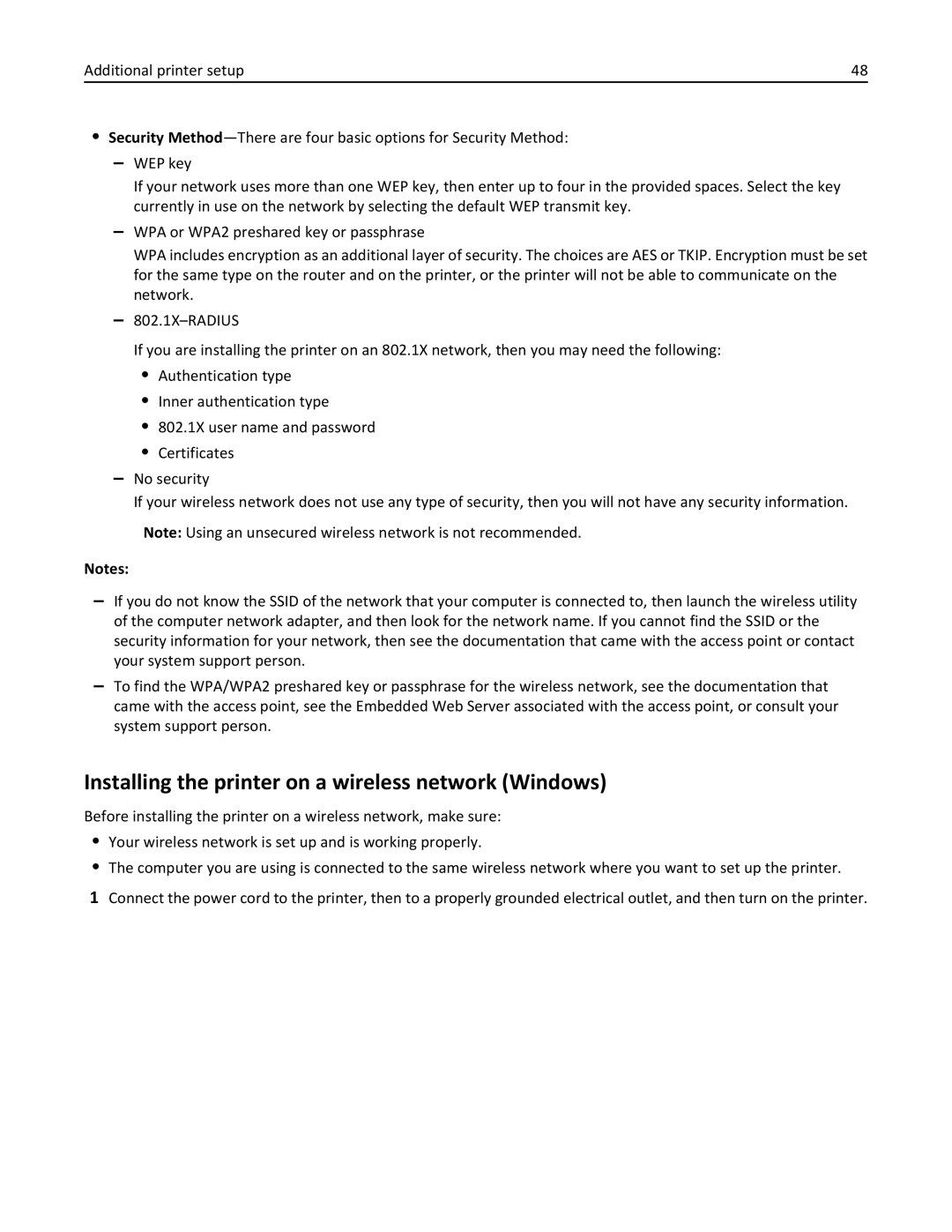 Lexmark 34T5012 manual Installing the printer on a wireless network Windows 