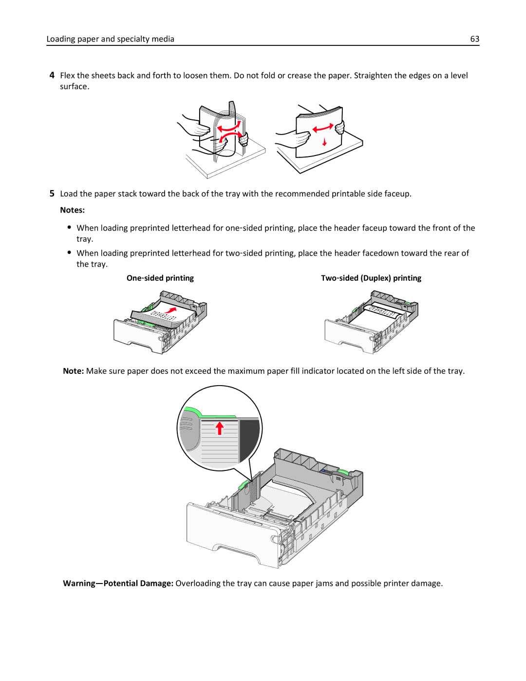 Lexmark 34T5012 manual One ‑sided printing Two ‑sided Duplex printing 