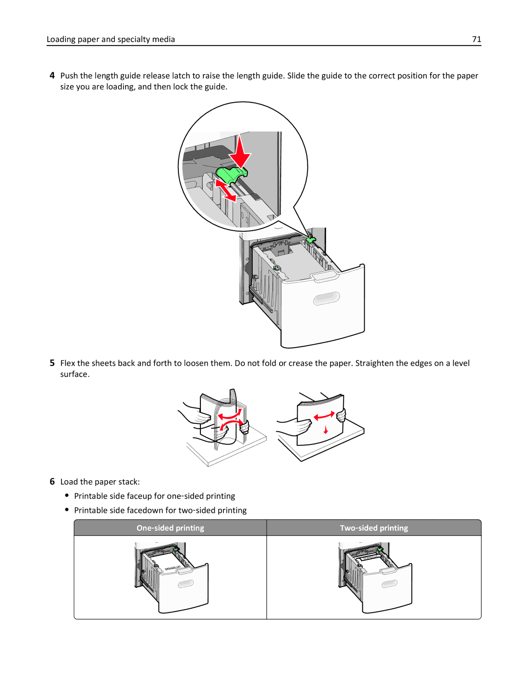 Lexmark 34T5012 manual One ‑sided printing Two ‑sided printing 