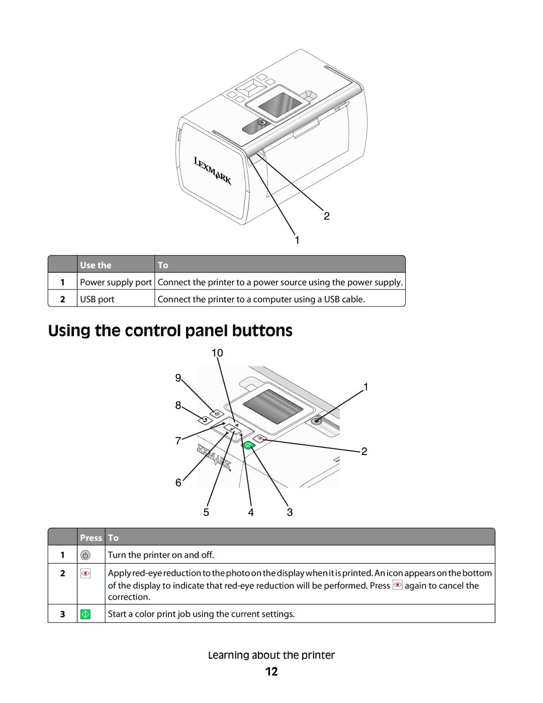 Lexmark 350 Series manual Using the control panel buttons, Press To 