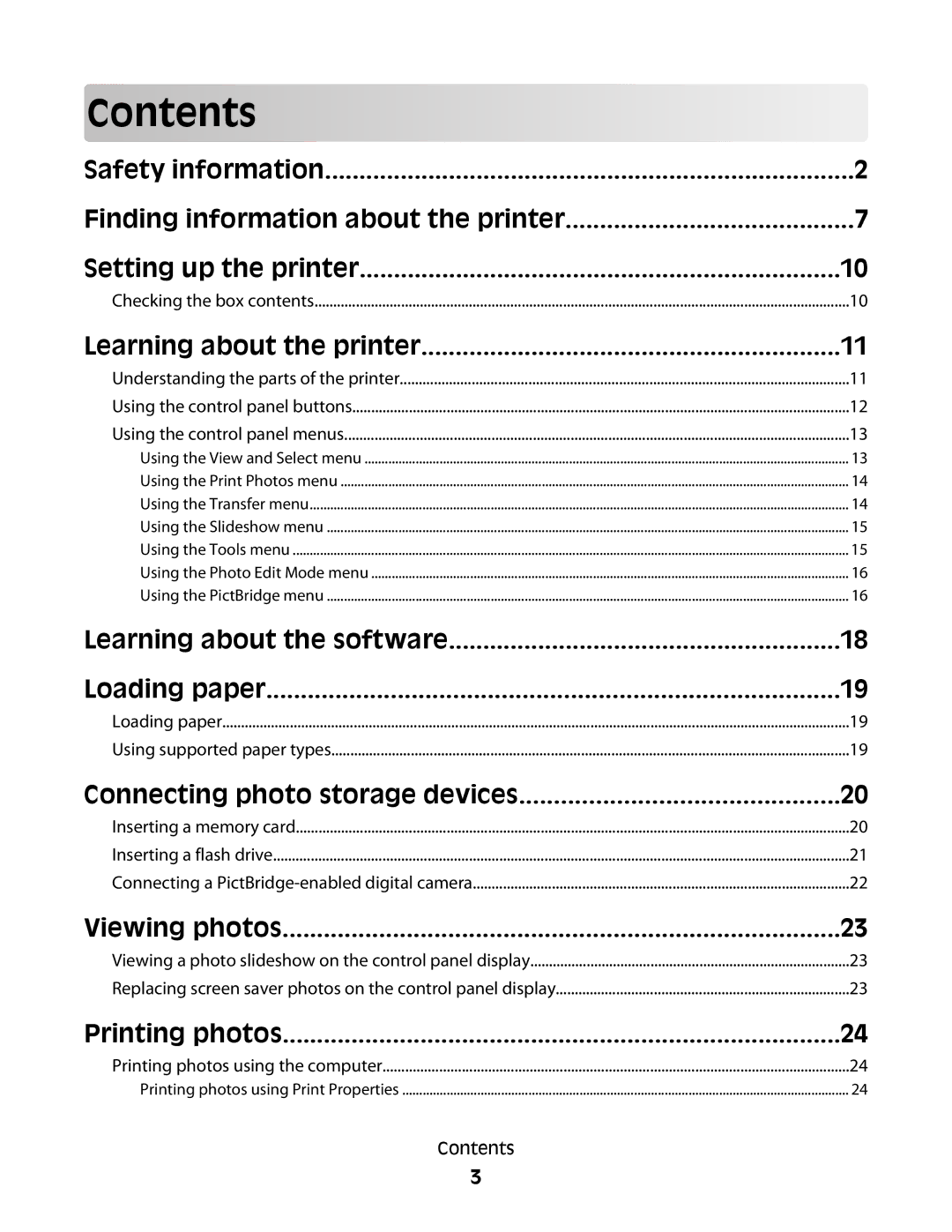 Lexmark 350 Series manual Contents 