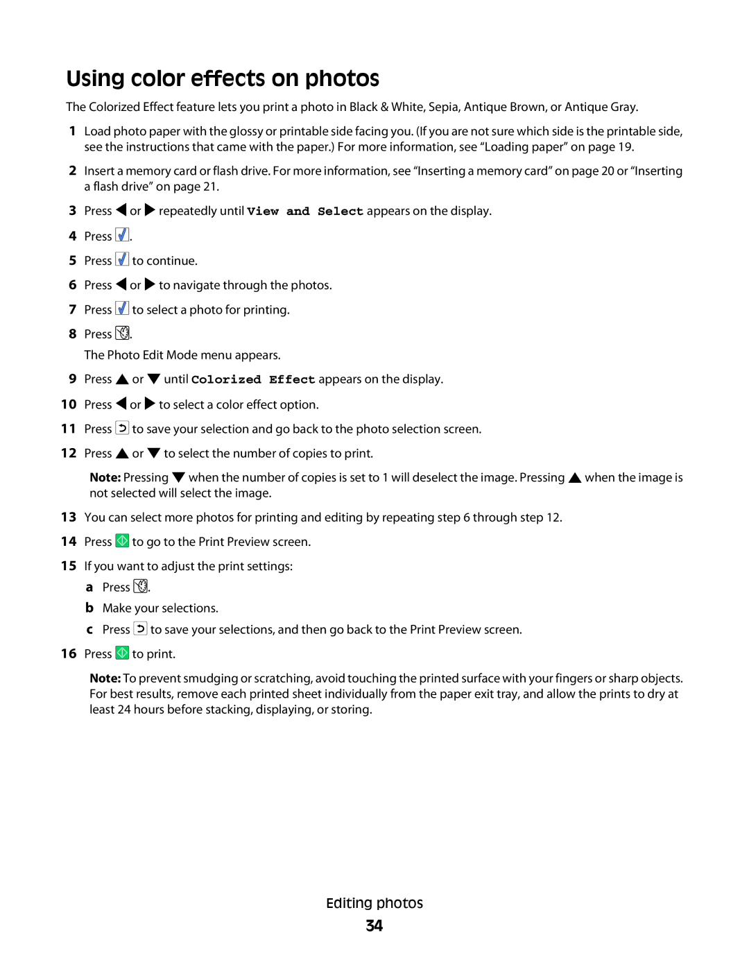 Lexmark 350 Series manual Using color effects on photos 