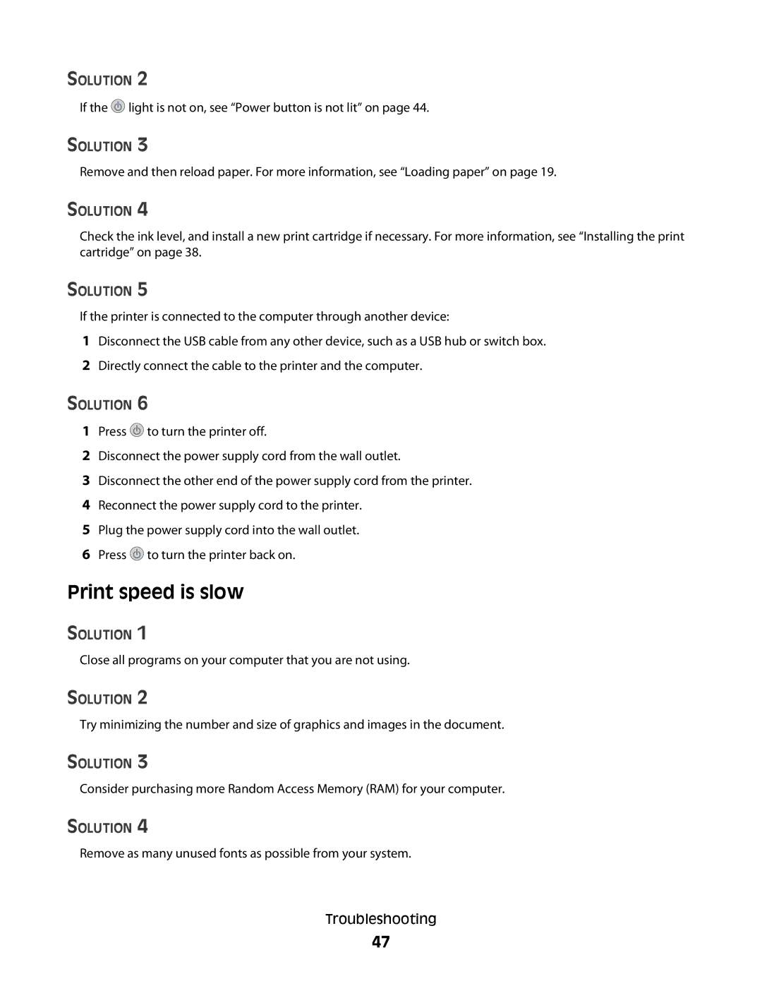 Lexmark 350 Series manual Print speed is slow 