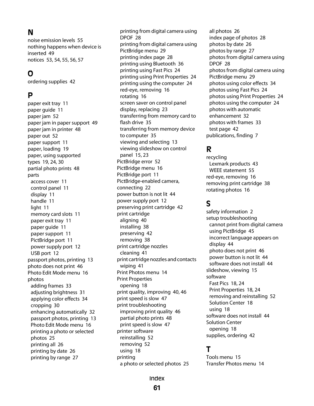 Lexmark 350 Series manual Tools menu Transfer Photos menu 