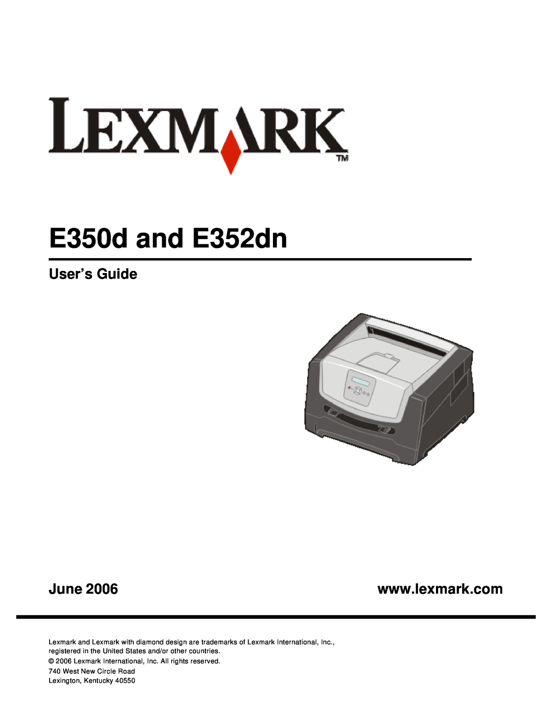 Lexmark manual E350d and E352dn, User’s Guide, June 