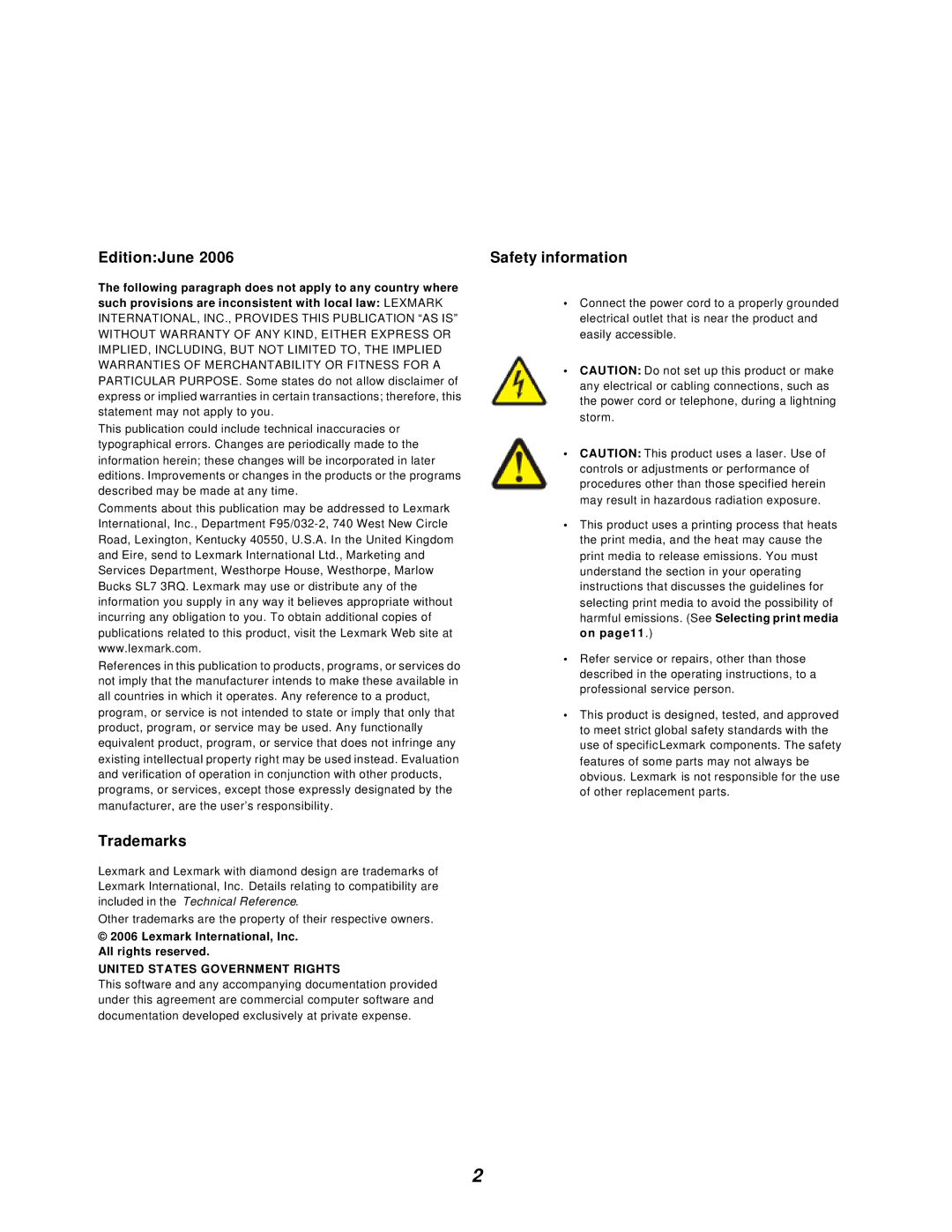 Lexmark 350d manual EditionJune 