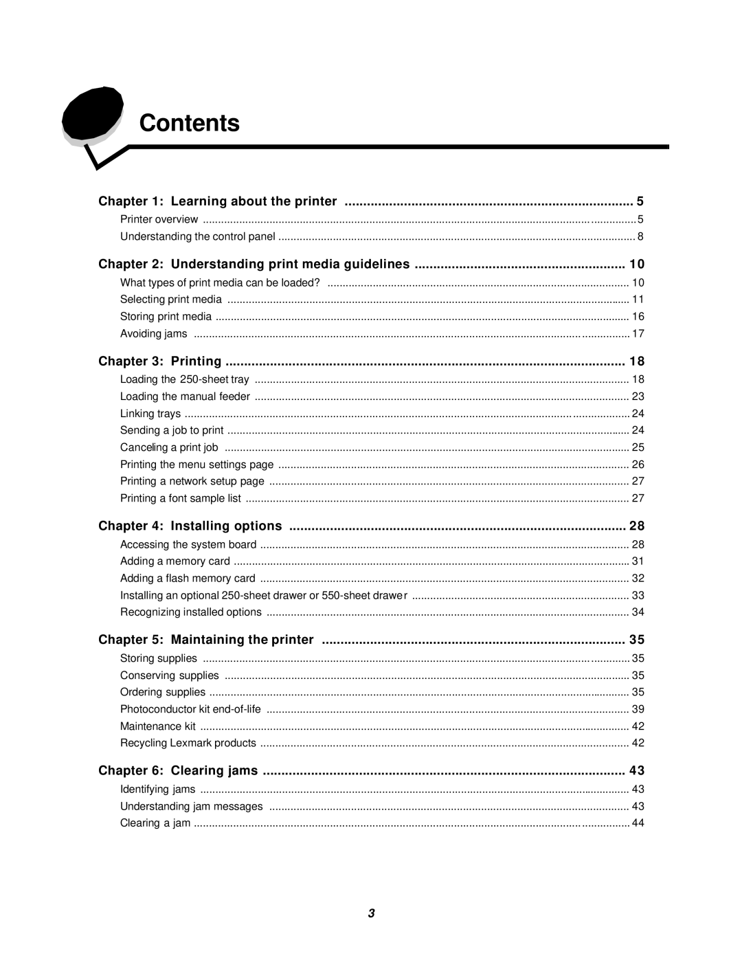 Lexmark 350d manual Contents 