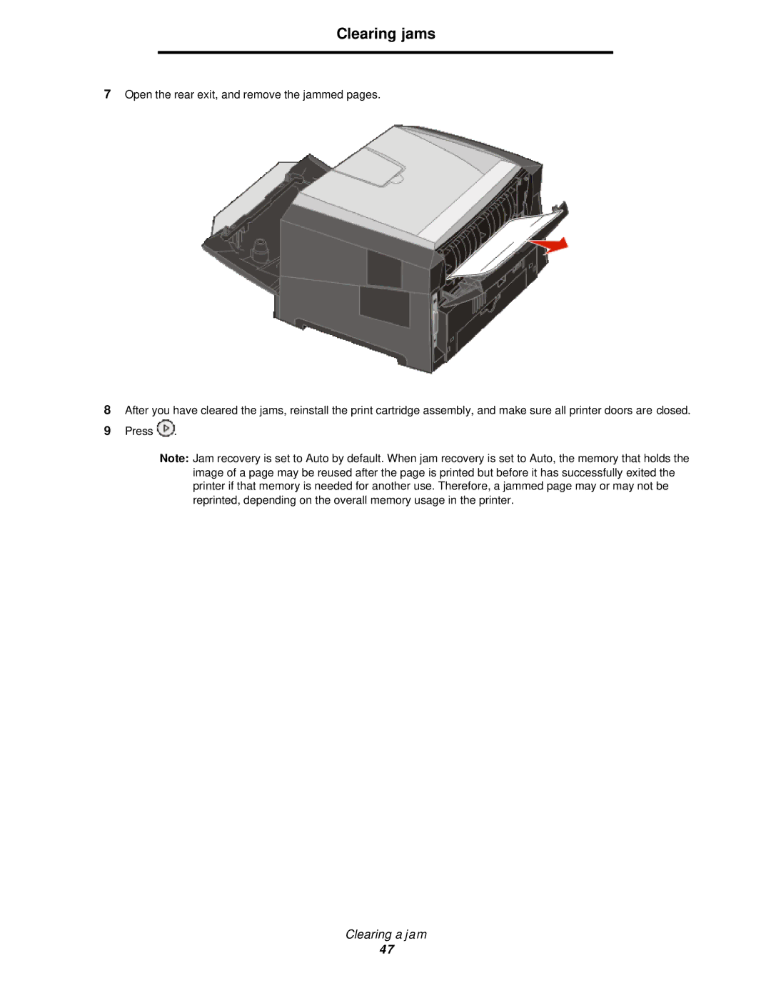 Lexmark 350d manual Clearing jams 