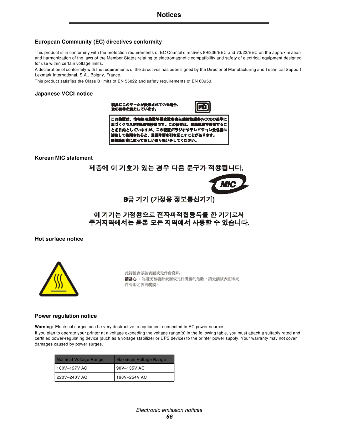 Lexmark 350d manual European Community EC directives conformity 