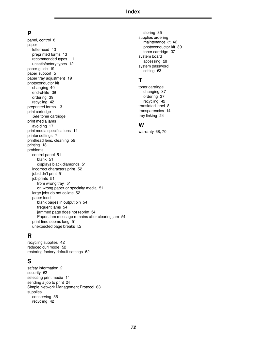 Lexmark 350d manual Index 