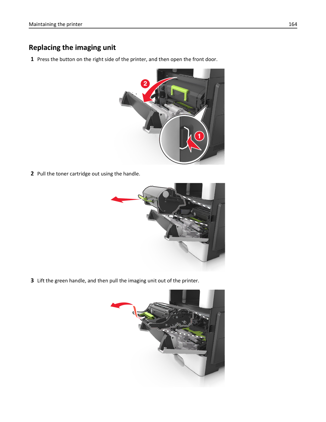 Lexmark 35S5700, 35S3389, 270, MX310DN manual Replacing the imaging unit, Maintaining the printer 164 