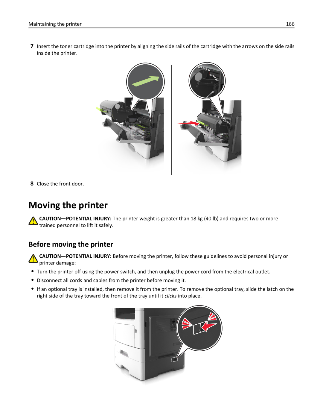 Lexmark 270, 35S5700, 35S3389, MX310DN manual Moving the printer, Before moving the printer 