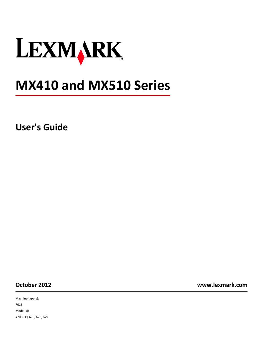 Lexmark 35S5704, 35S5703, MX511DHE, MX511DE manual Users Guide, October 