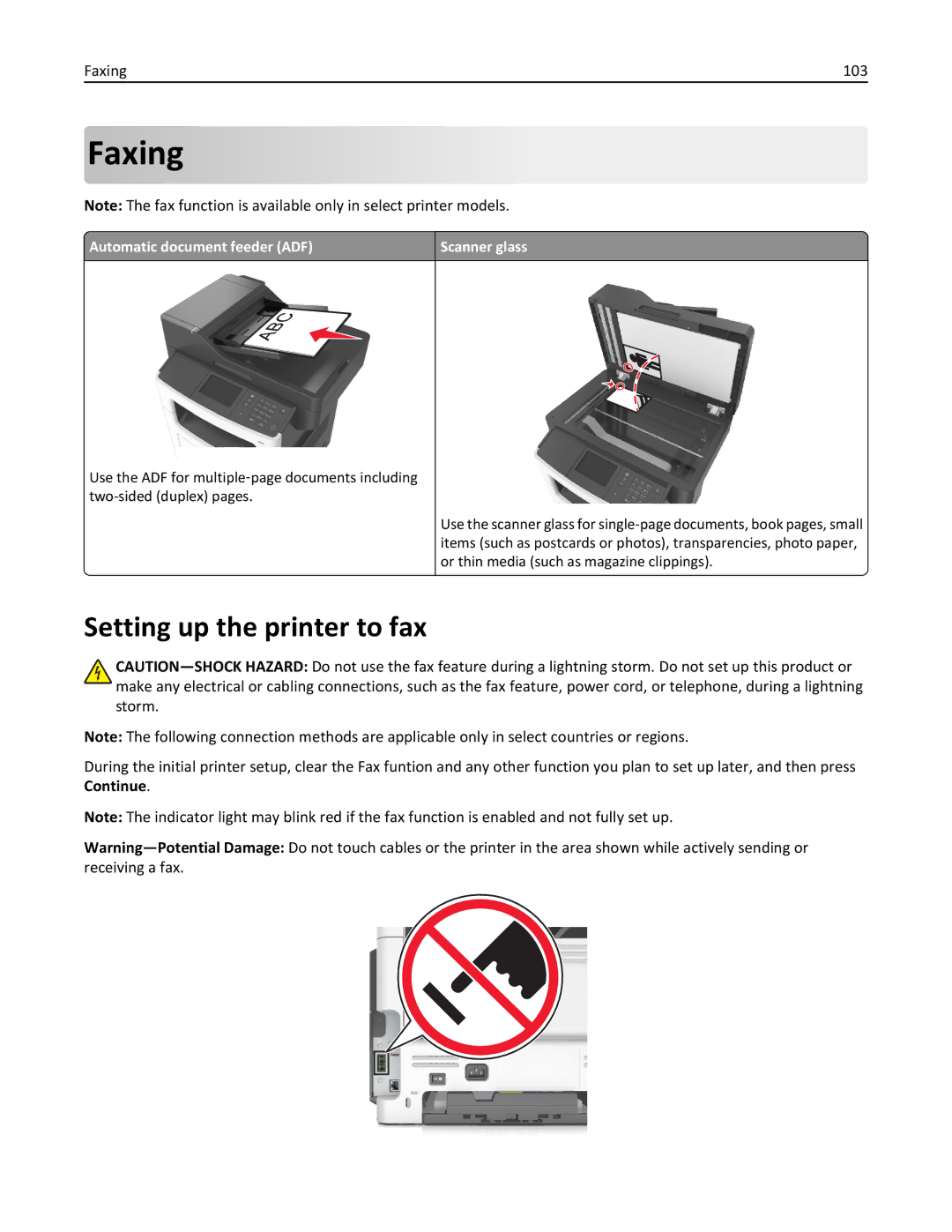 Lexmark MX511DE, 35S5703, 35S5704, MX511DHE manual Setting up the printer to fax, Faxing 103 