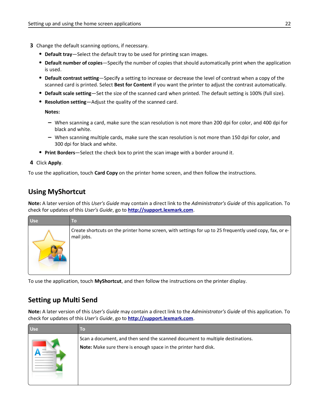 Lexmark MX511DHE, 35S5703, 35S5704, MX511DE manual Using MyShortcut, Setting up Multi Send 