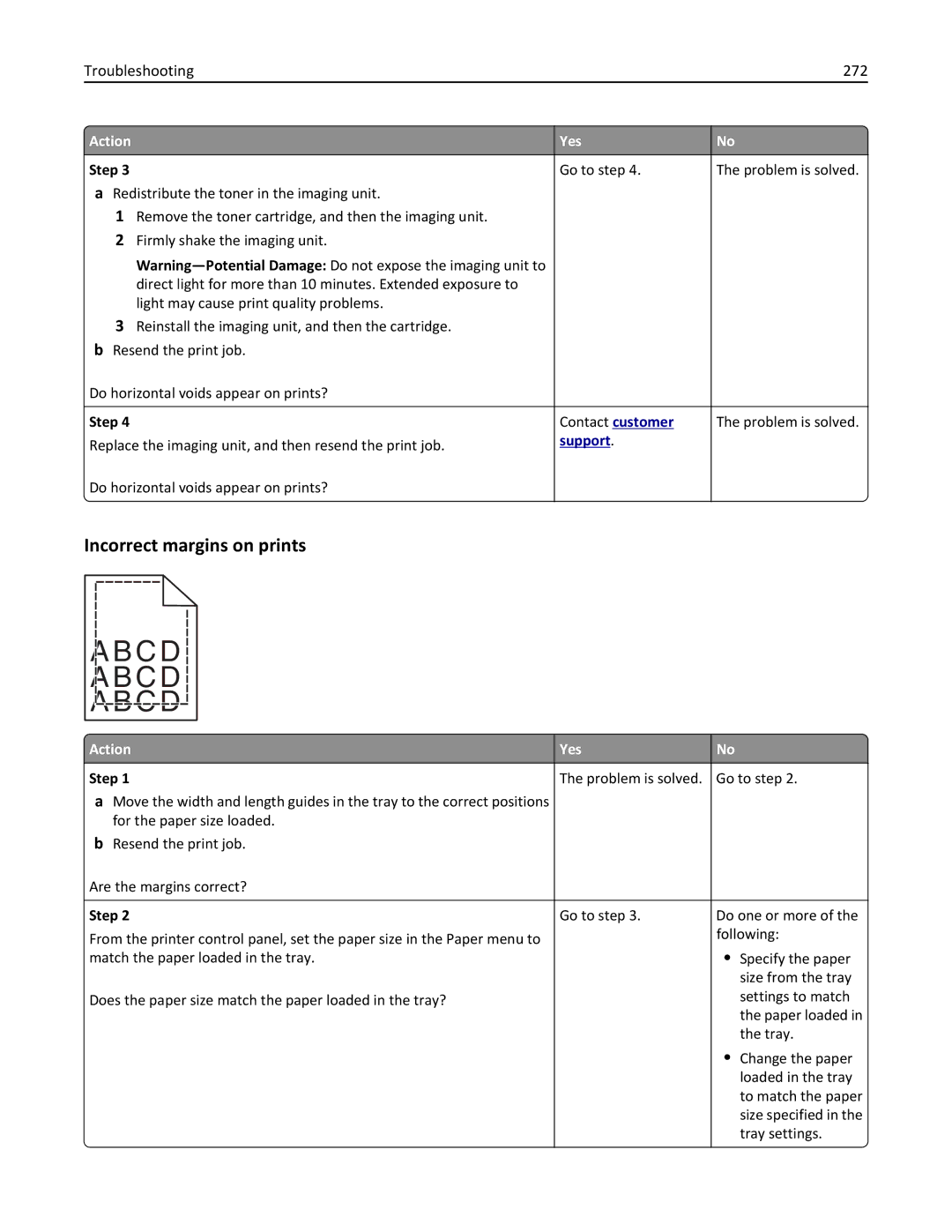 Lexmark 35S5703, 35S5704, MX511DHE, MX511DE manual Incorrect margins on prints, Troubleshooting 272 