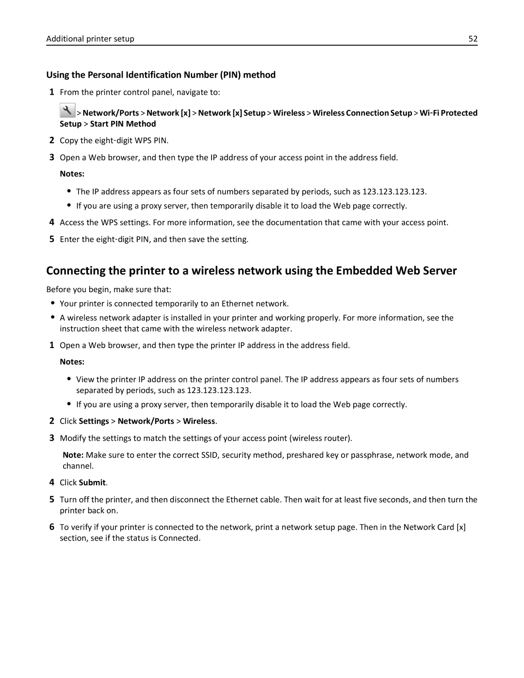 Lexmark 35S5703, 35S5704, MX511DHE, MX511DE Using the Personal Identification Number PIN method, Additional printer setup 