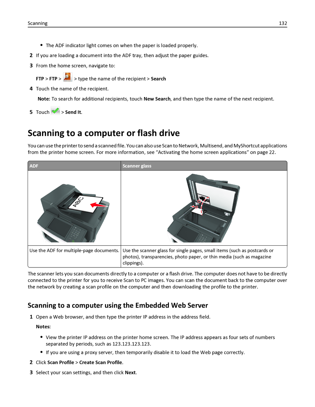 Lexmark 34TT016, 35S6701 manual Scanning to a computer or flash drive, Scanning to a computer using the Embedded Web Server 