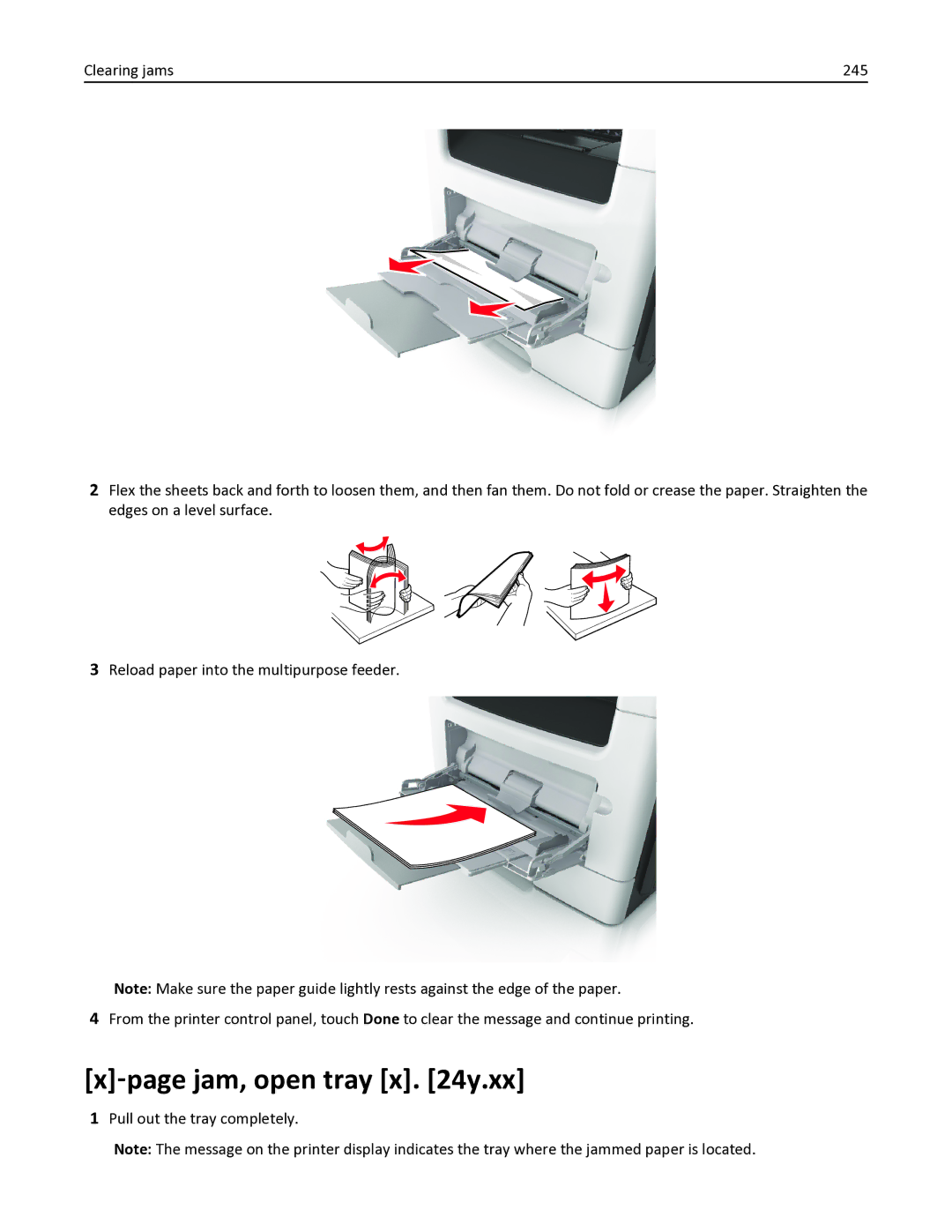 Lexmark 35S6701, 35S3332, 34TT016, MX611DHE, MX611DE manual ‑page jam, open tray x y.xx 