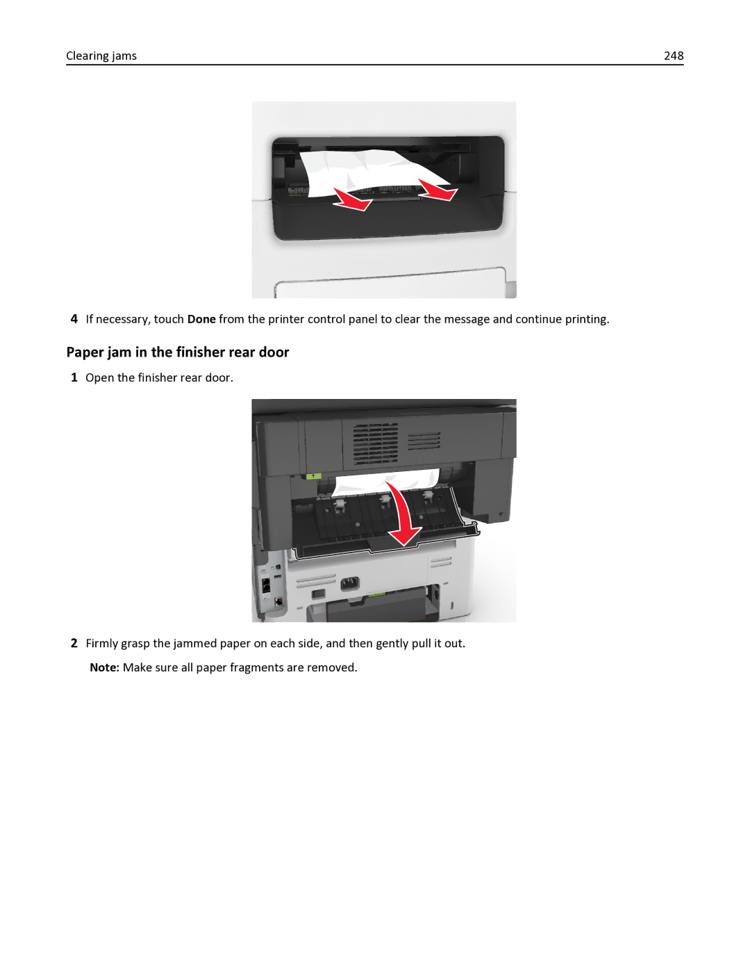 Lexmark MX611DHE, 35S6701, 35S3332, 34TT016, MX611DE manual Paper jam in the finisher rear door 