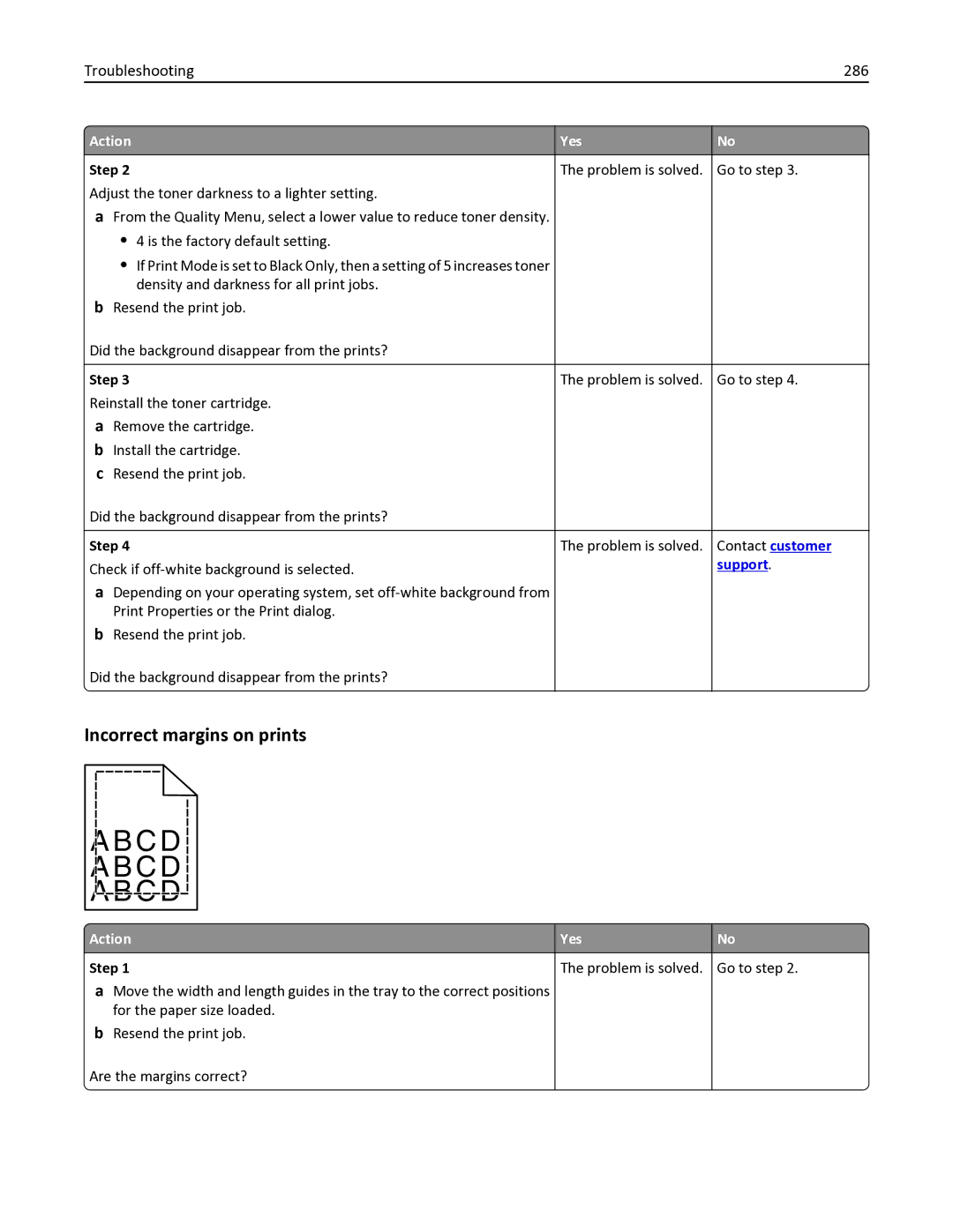 Lexmark 35S3332, 35S6701, 34TT016, MX611DHE, MX611DE manual Incorrect margins on prints, Troubleshooting 286 