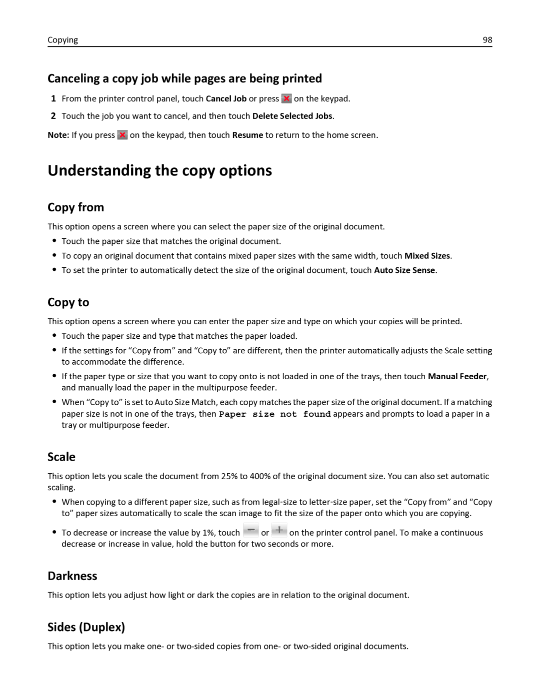 Lexmark MX611DHE, 35S6701, 35S3332, 34TT016, MX611DE manual Understanding the copy options 