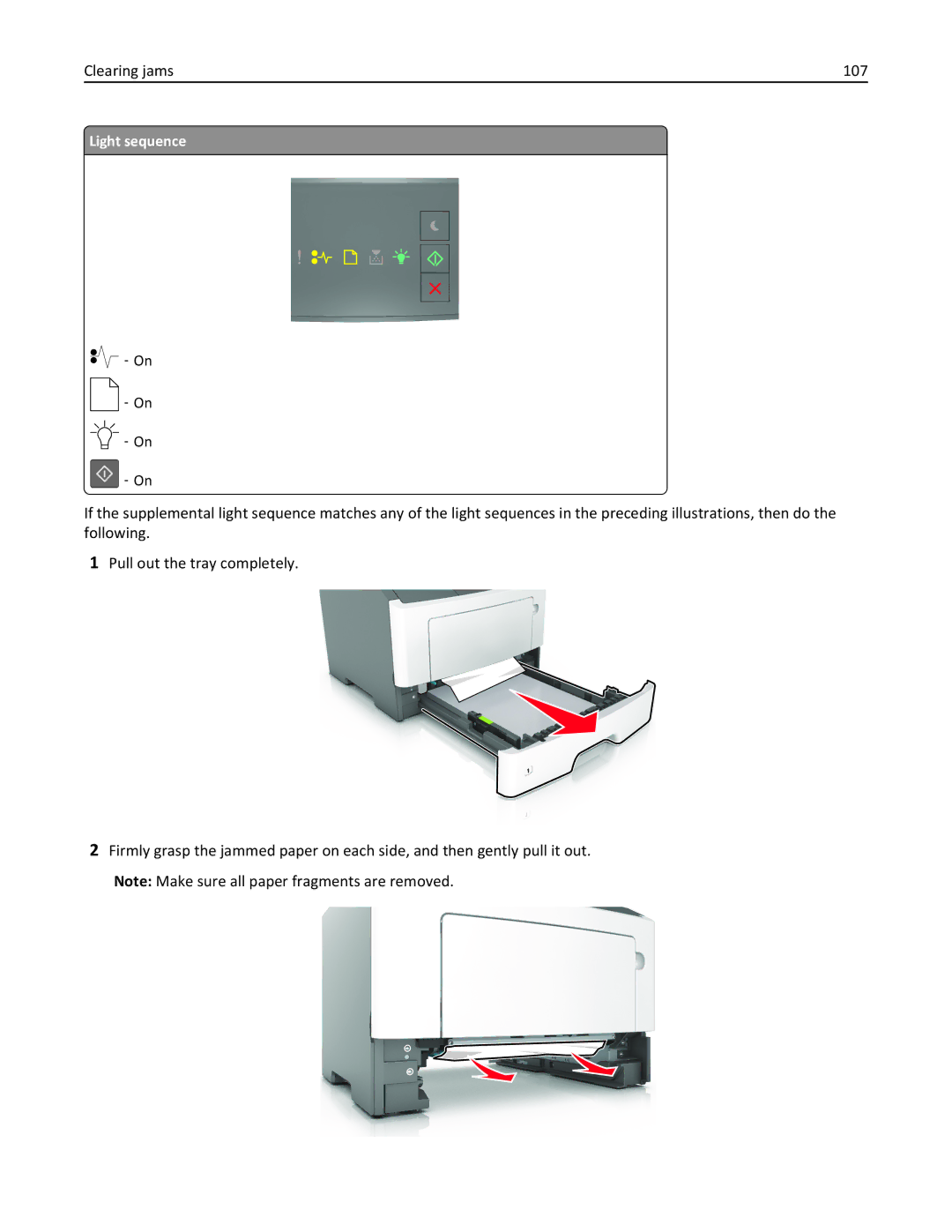 Lexmark 220, 35ST101, MS310DN manual Clearing jams 107 