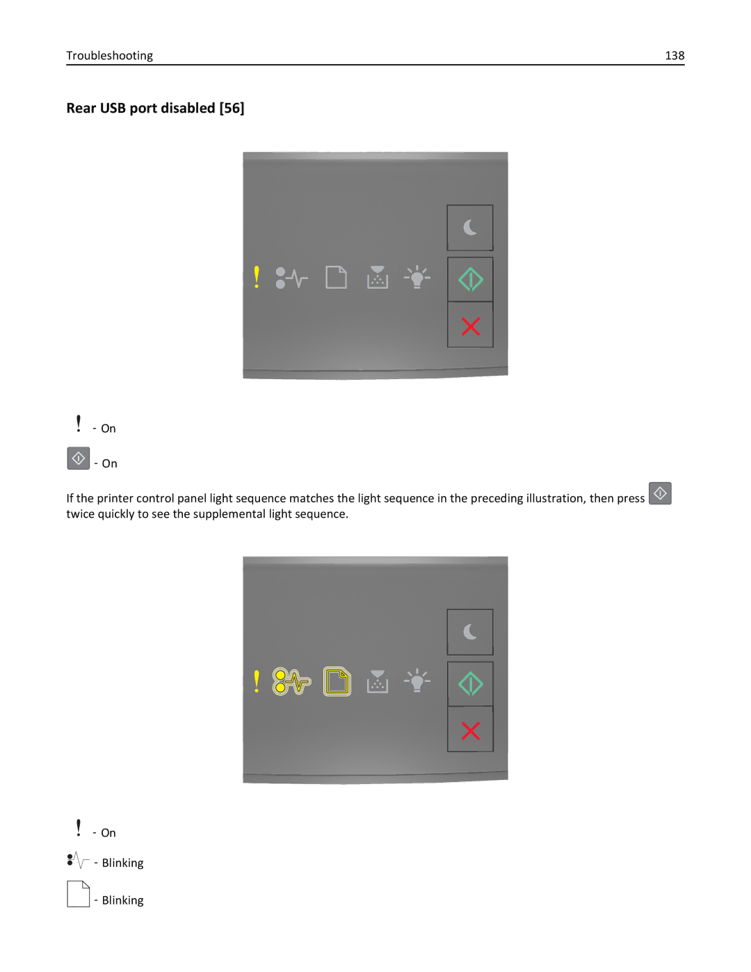 Lexmark 35ST101, MS310DN, 220 manual Rear USB port disabled, Troubleshooting 138 