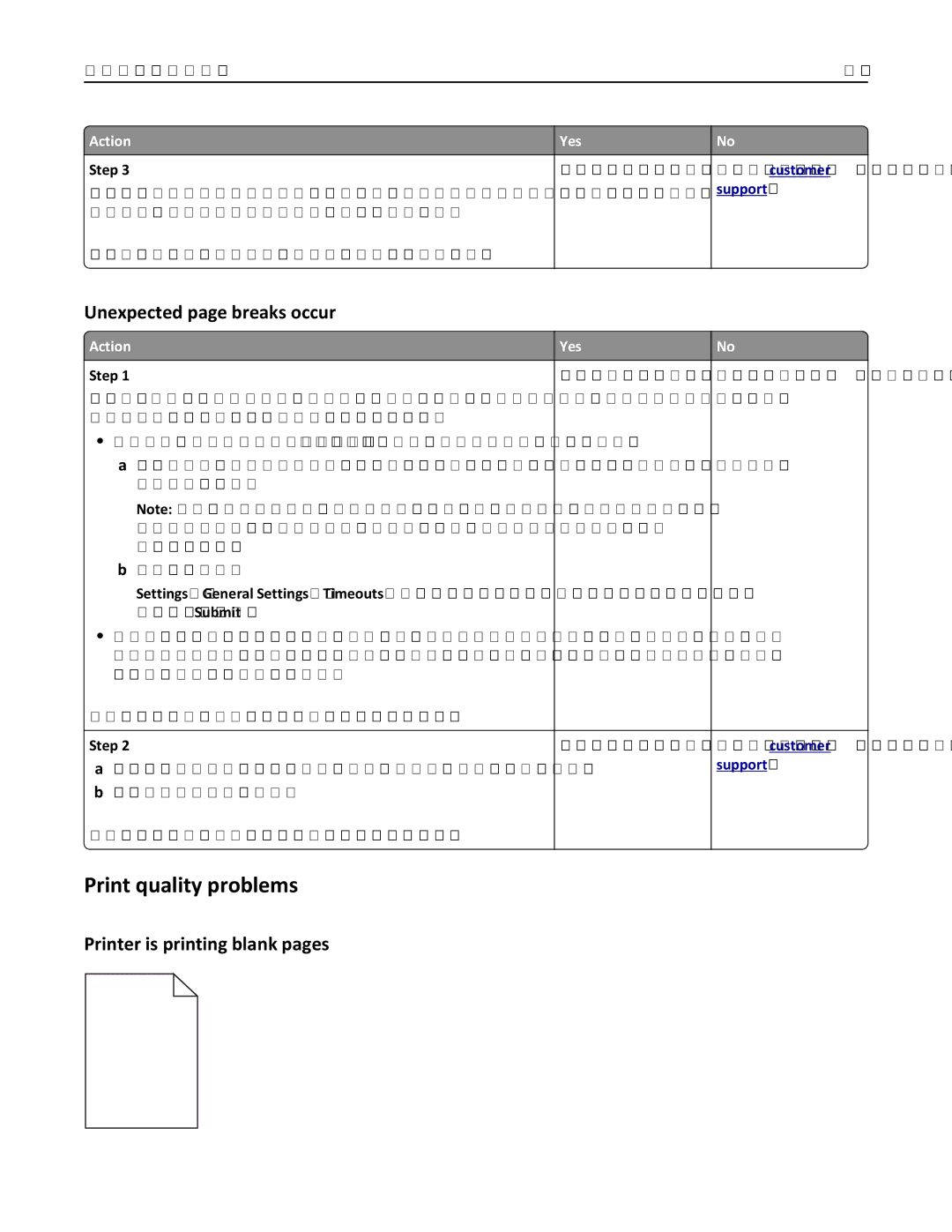 Lexmark MS310DN Print quality problems, Unexpected page breaks occur, Printer is printing blank pages, Troubleshooting 161 