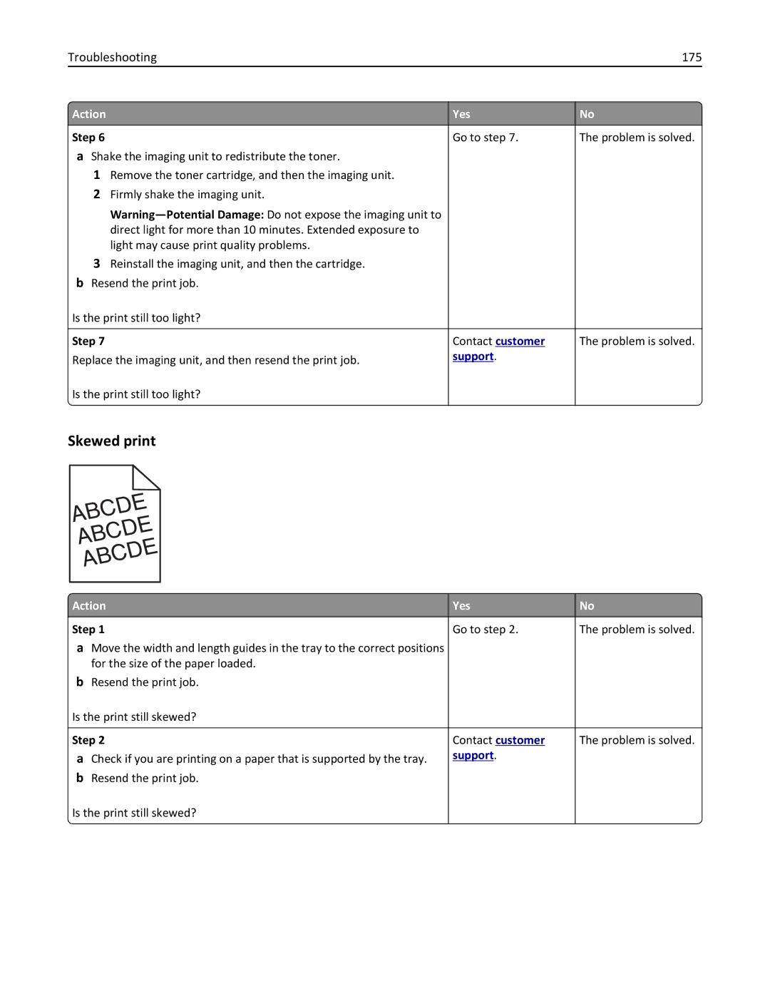 Lexmark 220, 35ST101, MS310DN manual Skewed print, Troubleshooting 175 