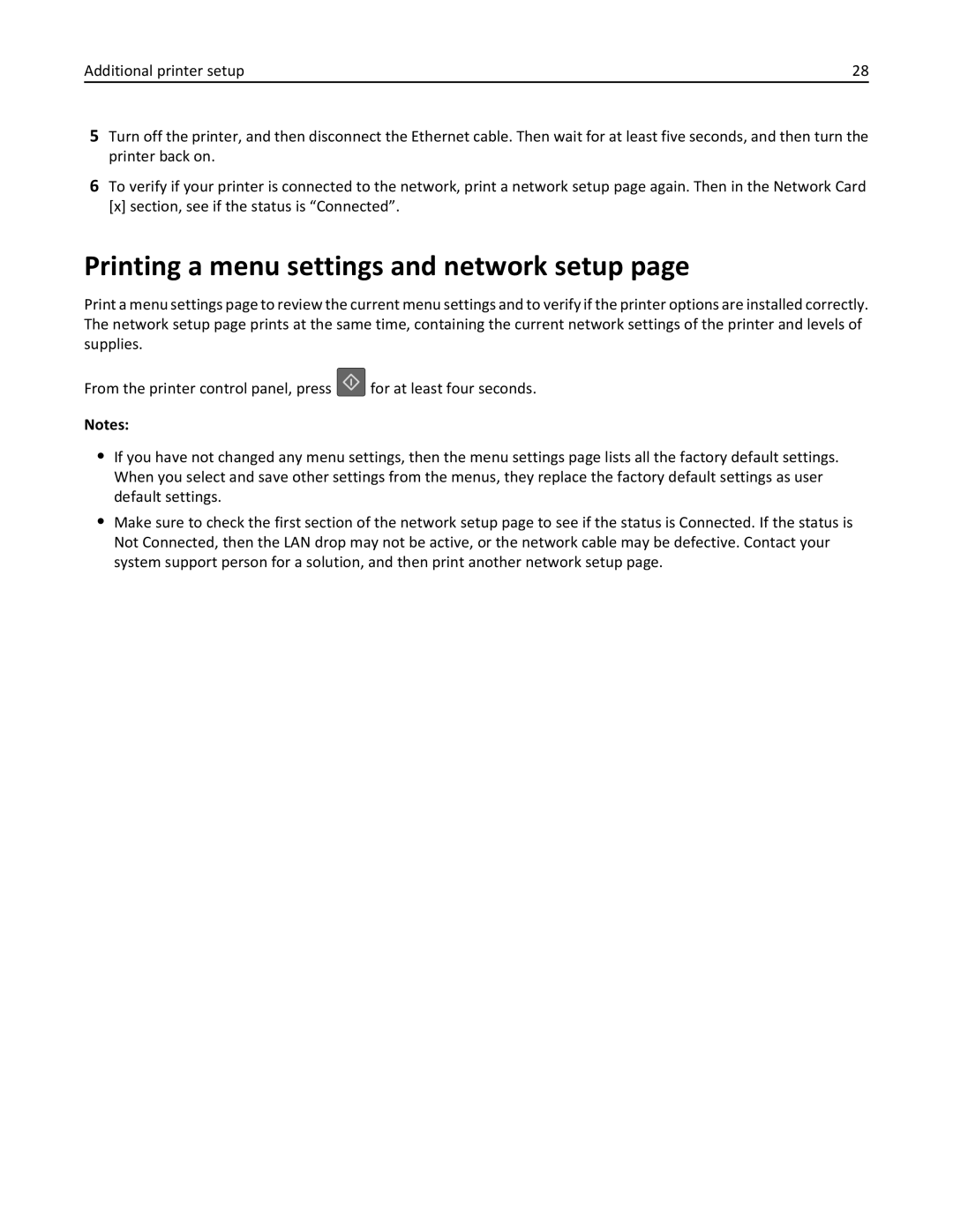 Lexmark 35ST101, MS310DN, 220 manual Printing a menu settings and network setup 