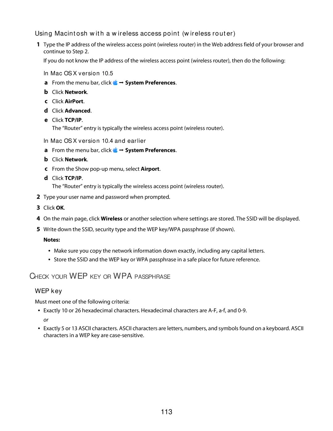 Lexmark 3600 Series manual 113, WEP key, Check Your WEP KEY or WPA Passphrase 