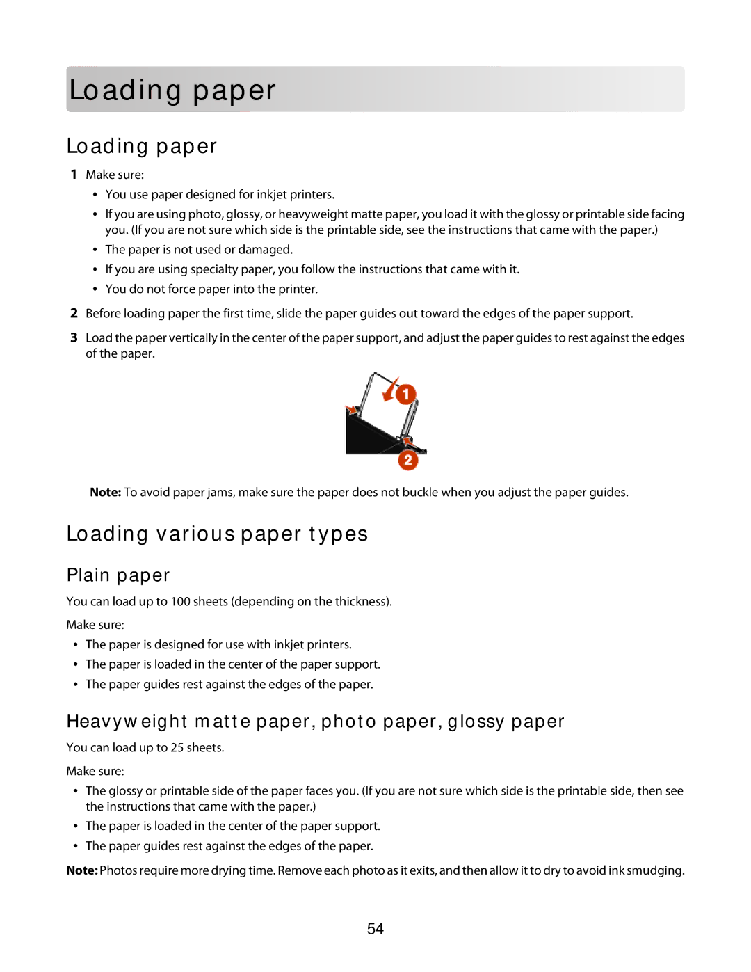 Lexmark 3600 Series manual Load in g pape r, Loading paper, Loading various paper types, Plain paper 