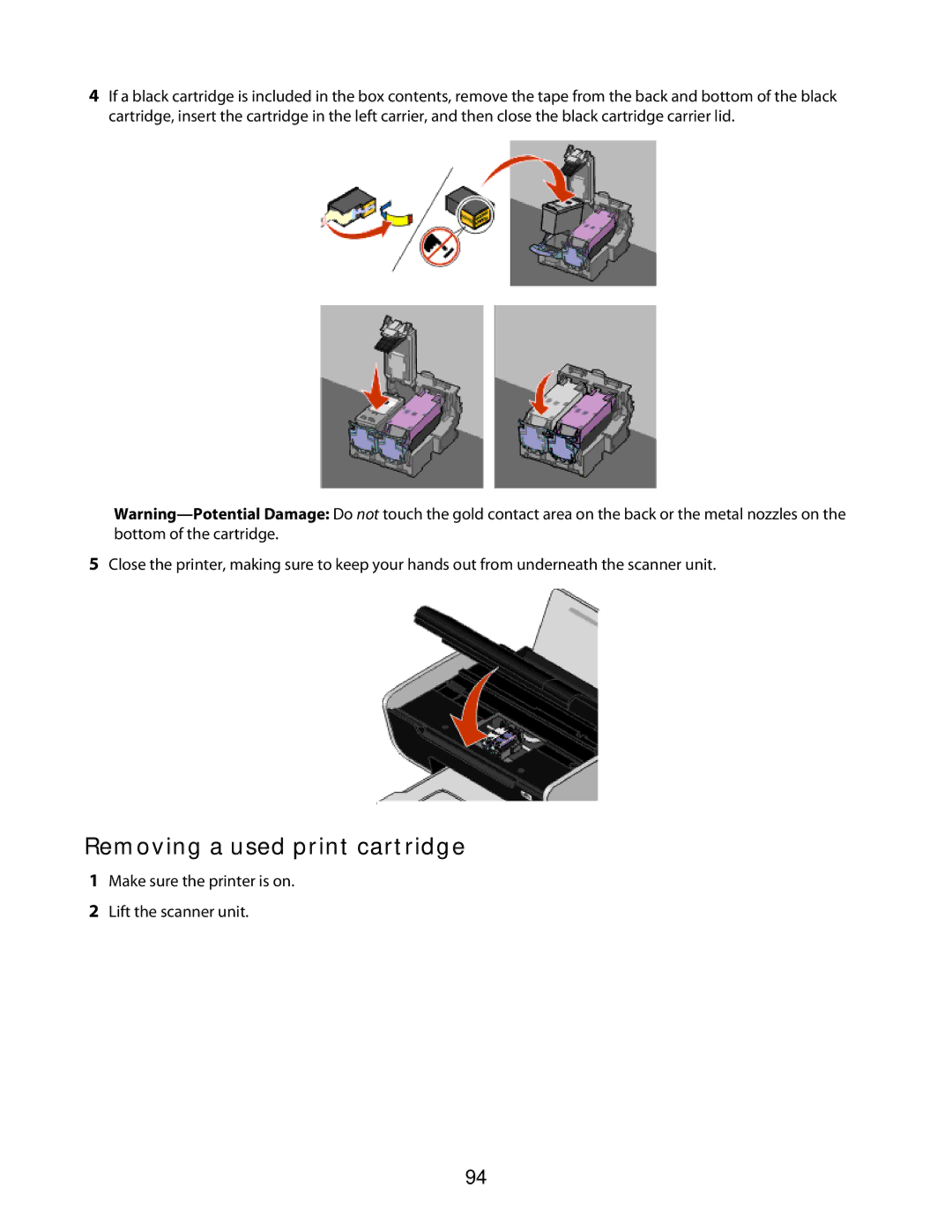 Lexmark 3600 Series manual Removing a used print cartridge 