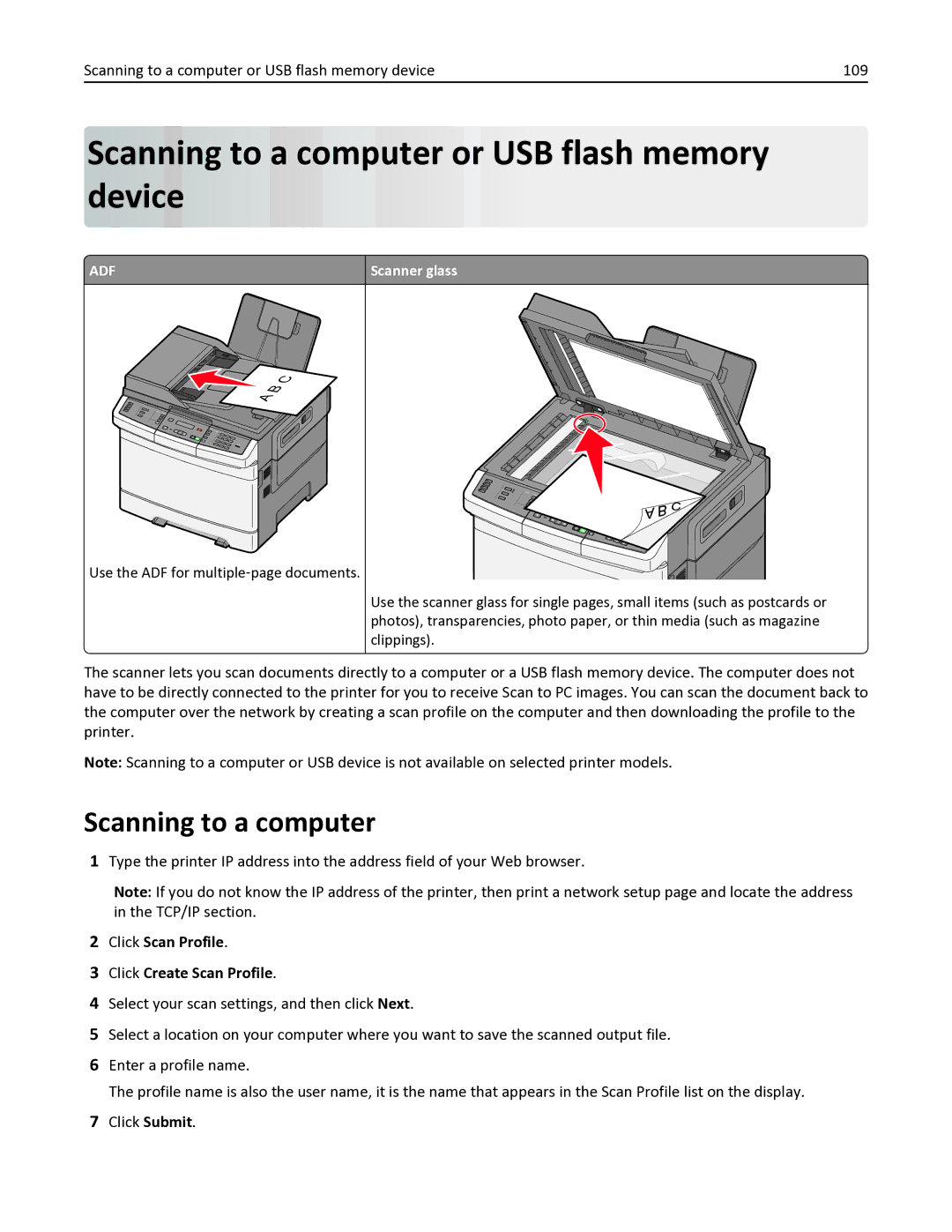 Lexmark 356, 387, 386, 383, 382, 352, 332, 336, 333, 337, 133, 138, 131 Scanning to a computer or USB flash memory device 109 