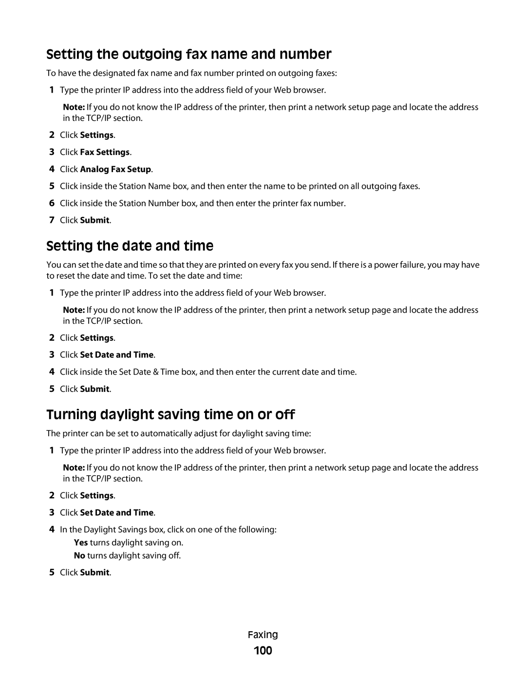 Lexmark 337 Setting the outgoing fax name and number, Setting the date and time, Turning daylight saving time on or off 