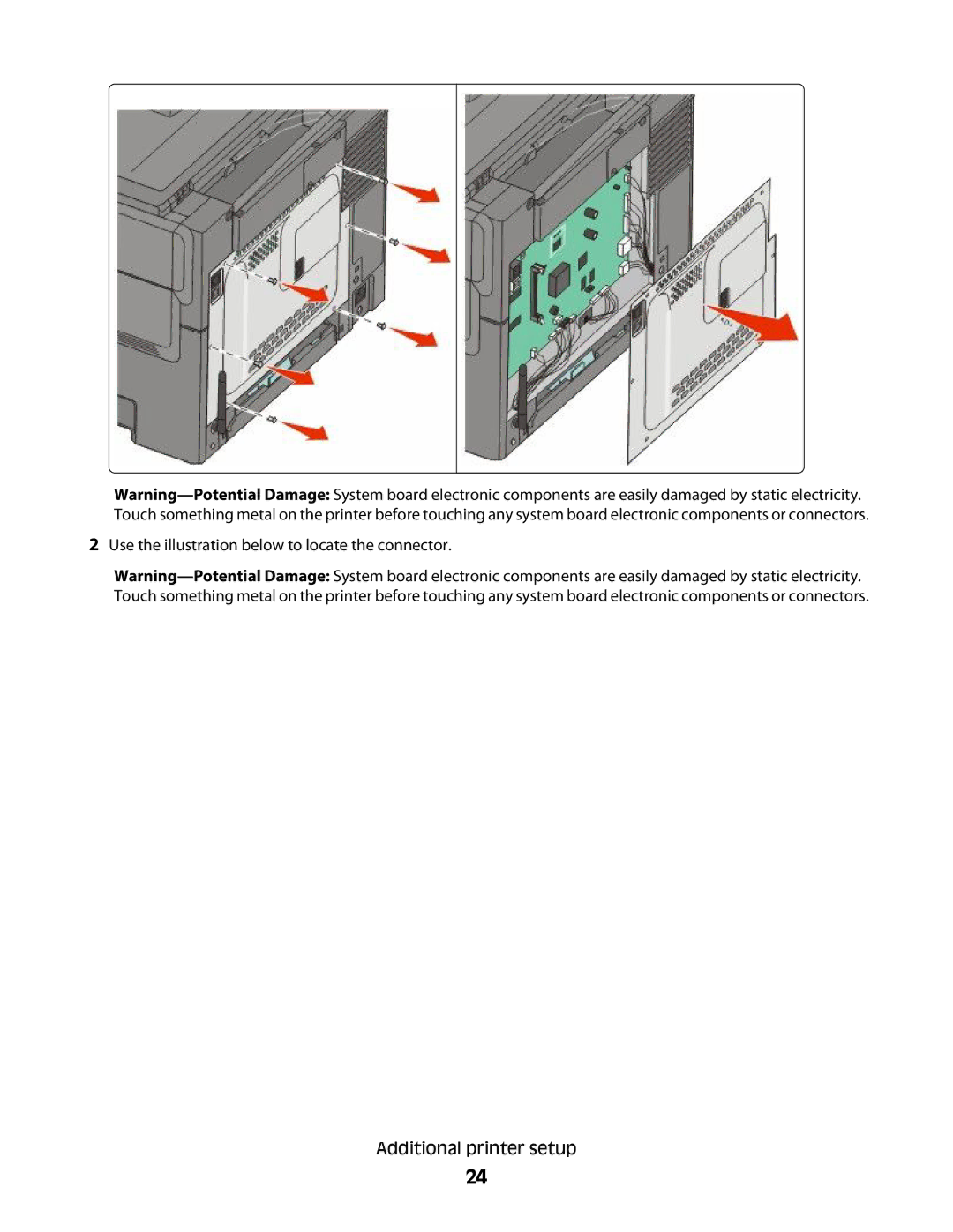 Lexmark 138, 387, 386, 383, 382, 356, 352, 332, 336, 333, 337, 133, 131 manual Use the illustration below to locate the connector 