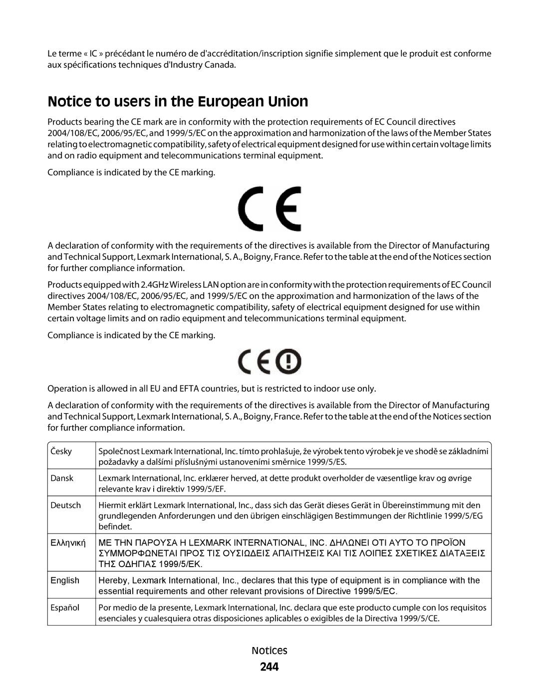 Lexmark 133, 387, 386, 383, 382, 356, 352, 332, 336, 333, 337, 138, 131 manual 244, Ελληνική English 