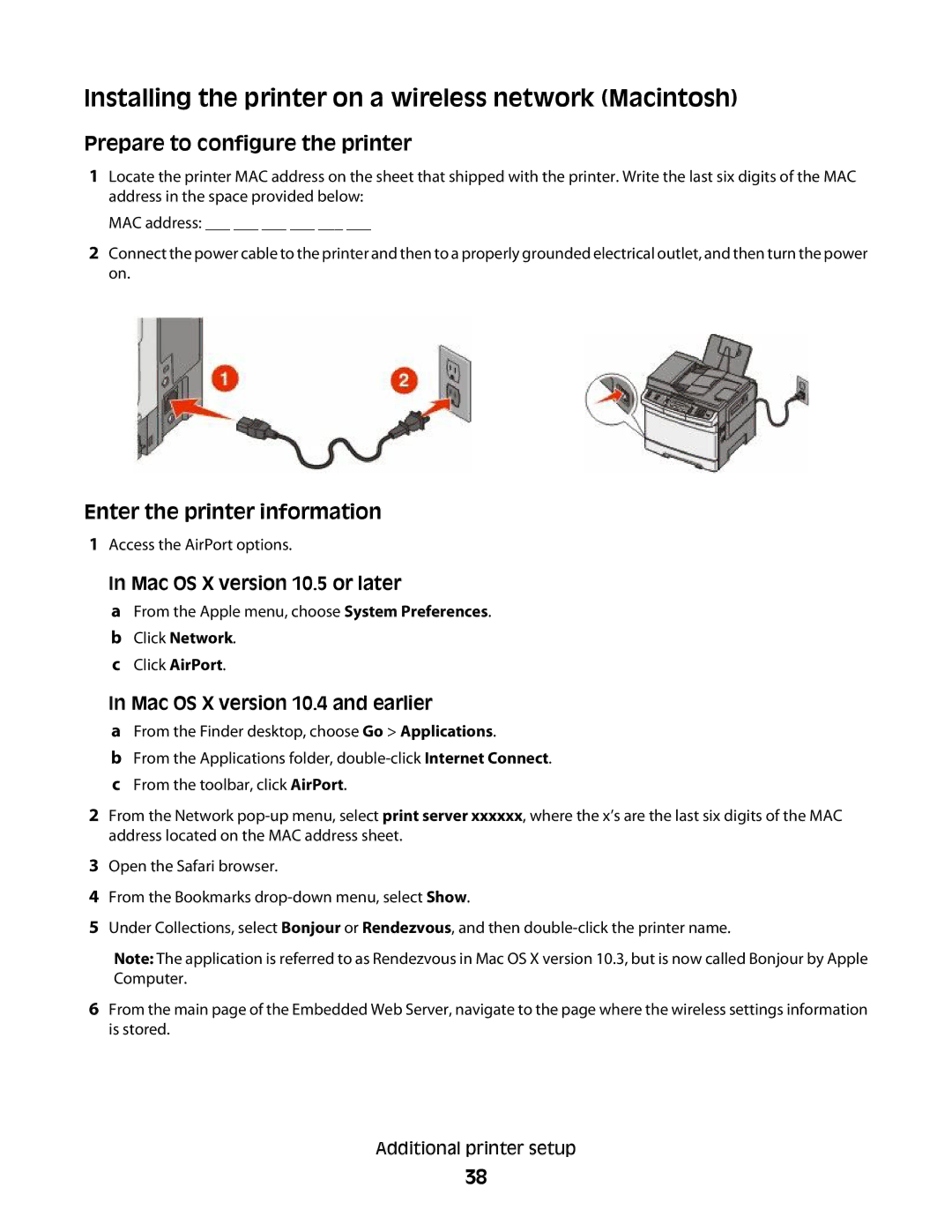 Lexmark 131, 387, 386, 383, 382, 356 Installing the printer on a wireless network Macintosh, Prepare to configure the printer 