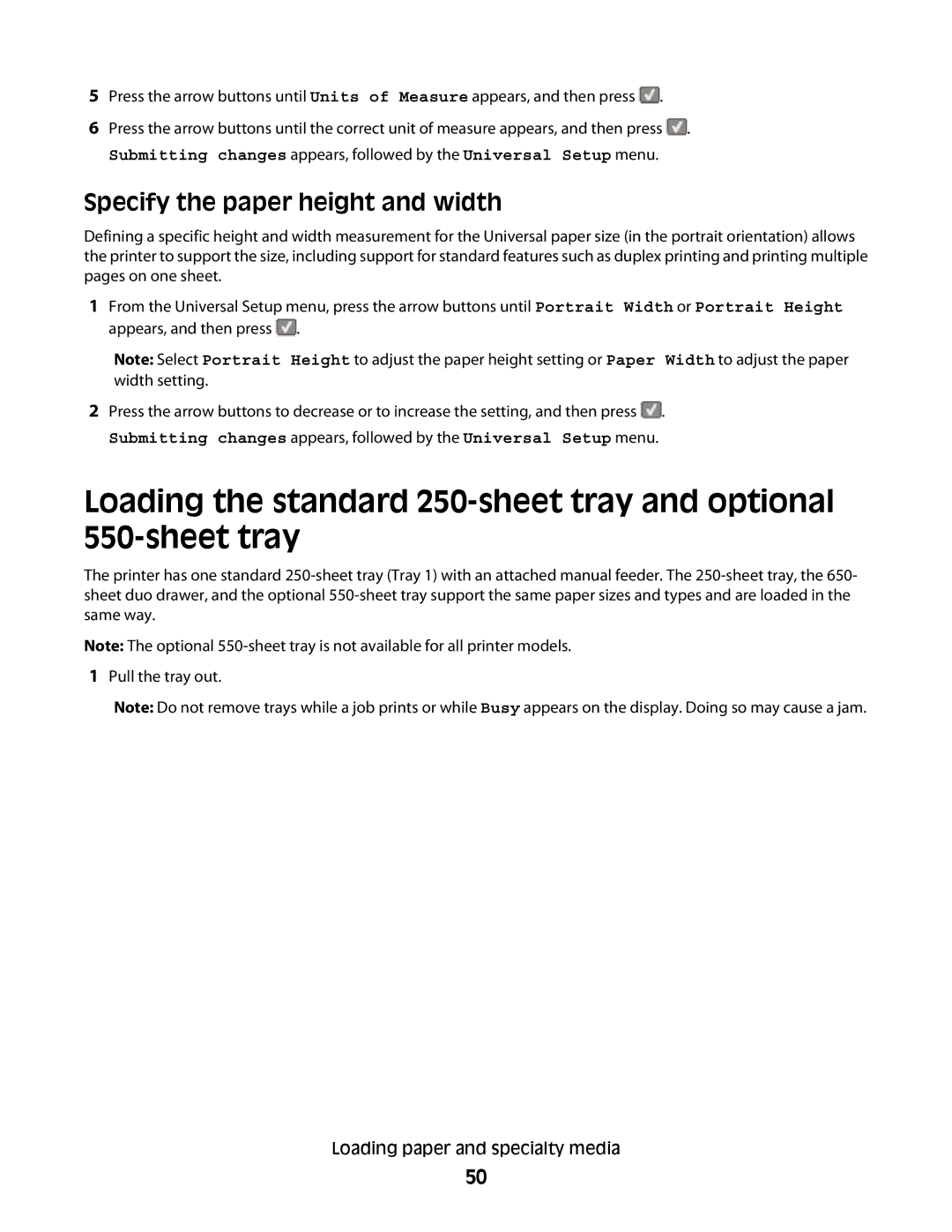 Lexmark 138, 387, 386, 383, 382, 356, 352, 332, 336, 333, 337, 133, 131 manual Specify the paper height and width 